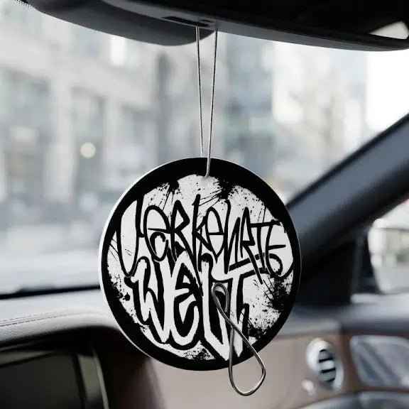 Car Air Freshener with graffiti-style design featuring the word 'Workmate'.