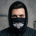 Graphic Black Face Mask featuring unique design for stylish protection.
