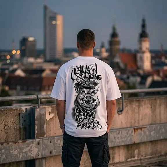 Weißes “Bullen Schweine für immer Feinde” Graffiti Backprint