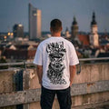 Weißes “Bullen Schweine für immer Feinde” Graffiti Backprint